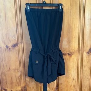 Express Black Strapless Romper - Belted - Gold Buttons - Size 0